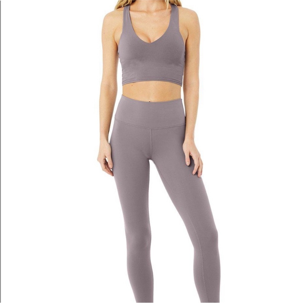 ALO Yoga Purple Grey Leggings 7/8 - Picture 4 of 7
